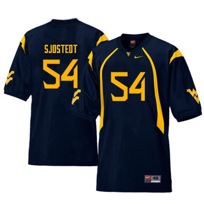 Men's West Virginia Mountaineers NCAA #54 Eric Sjostedt Navy Authentic Nike Throwback Stitched College Football Jersey RQ15J34VT